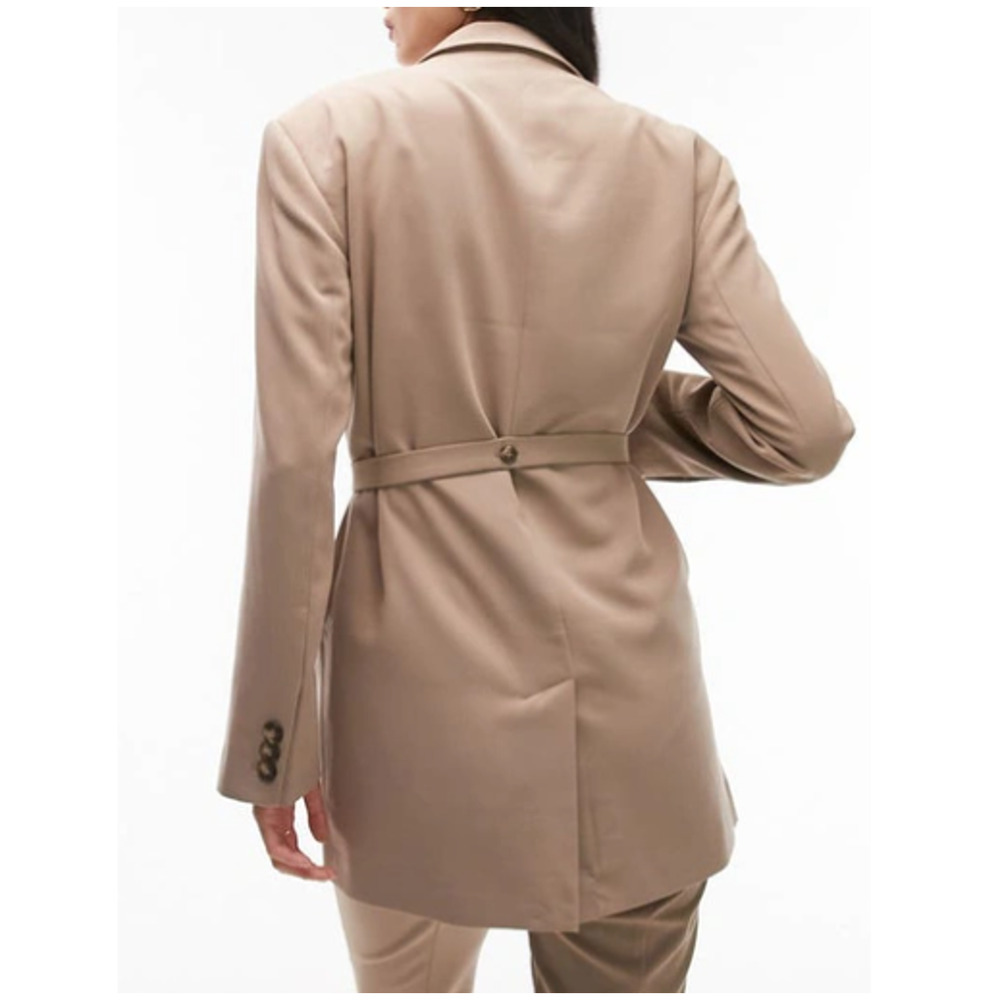 New TOPSHOP Nordstrom Women's Tan Three Button Belted Blazer Size 8 Perfect! - Picture 2 of 10
